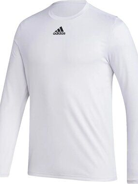 adidas Soccer Pre Game Long Sleeve T-Shirt Relaxed Fit Athletic Top Size M White